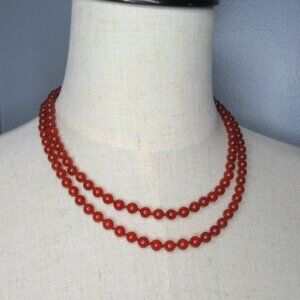 Hand knotted Carnelian bead necklace